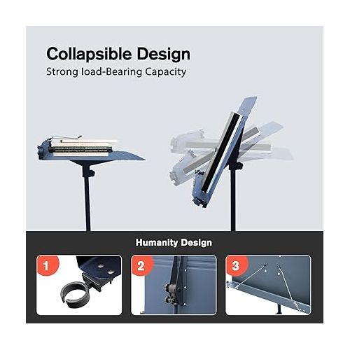  Music Stand,Dual-Use Folding Sheet Music Stand & Desktop Book Stand,Professional Portable Sheet Music Stand with Microphone Stand,for Violin,Orchestra Professional Conductor Stand.(Gray Blue)