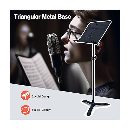  Music Stand,Dual-Use Folding Sheet Music Stand & Desktop Book Stand,Professional Portable Sheet Music Stand with Microphone Stand,for Violin,Orchestra Professional Conductor Stand.(Gray Blue)