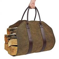 RANRANHOME Firewood Log Carrier Bag,Canvas Canvas Fire Wood Carrying Holder for Fireplace Stove Accessories Indoor Outdoor Storage Bag,39X18 Inch