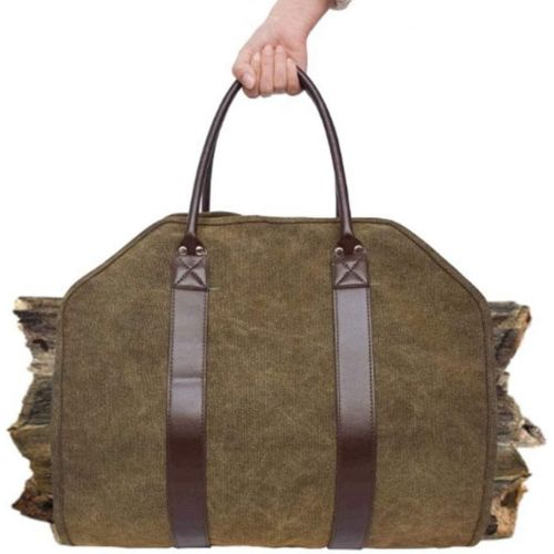  RANRANHOME Firewood Log Carrier Bag,Canvas Canvas Fire Wood Carrying Holder for Fireplace Stove Accessories Indoor Outdoor Storage Bag,39X18 Inch