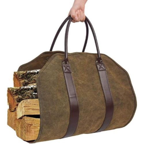  RANRANHOME Firewood Log Carrier Bag,Canvas Canvas Fire Wood Carrying Holder for Fireplace Stove Accessories Indoor Outdoor Storage Bag,39X18 Inch
