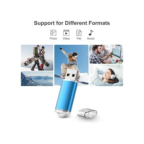  RAOYI 10 Pack 1GB 1G USB Flash Drive USB 2.0 Memory Stick Bulk Thumb Drive Pen Drive Blue