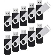 [아마존 핫딜]  [아마존핫딜]RAOYI 10Pcs 16GB USB 2.0 Flash Drive Swivel Bulk Thumb Drives Jump Drive Memory Sticks Zip Drive with Led Indicator (16G, 10-Pack, Black)