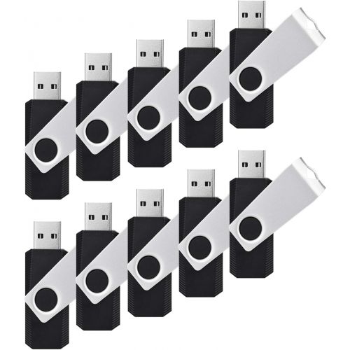  [아마존 핫딜]  [아마존핫딜]RAOYI 10Pcs 16GB USB 2.0 Flash Drive Swivel Bulk Thumb Drives Jump Drive Memory Sticks Zip Drive with Led Indicator (16G, 10-Pack, Black)