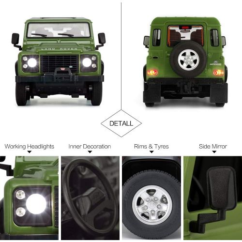 라스타 Land Rover Defender RC Car, RASTAR 1/14 Land Rover Remote Control Toy Model Car, Doors Opened by Manual ? Green