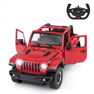 Rastar Off-Road Remote Control Car, 1:14 Jeep Wrangler JL RC Off-Road Racing Vehicle Toy Car for Kids Adults, Spring Suspension / Door Open, 2.4Ghz RED