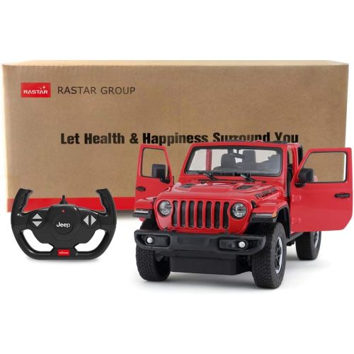 라스타 Rastar Off-Road Remote Control Car, 1:14 Jeep Wrangler JL RC Off-Road Racing Vehicle Toy Car for Kids Adults, Spring Suspension / Door Open, 2.4Ghz RED