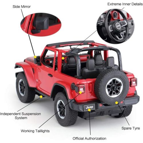 라스타 Rastar Off-Road Remote Control Car, 1:14 Jeep Wrangler JL RC Off-Road Racing Vehicle Toy Car for Kids Adults, Spring Suspension / Door Open, 2.4Ghz RED