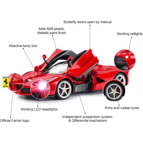 라스타 Rastar RC Car 1/14 Scale Ferrari LaFerrari Radio Remote Control R/C Toy Car Model Vehicle for Boys Kids, Red