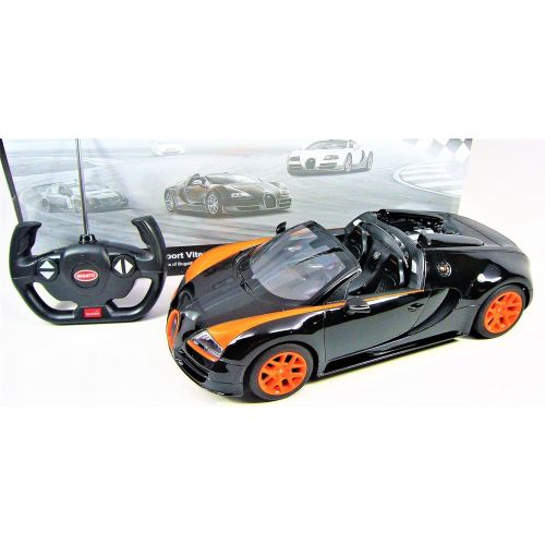 라스타 Midea Tech Radio Remote Control 114 Bugatti Veyron 16.4 Grand Sport Vitesse Licensed RC Model Car (Black)