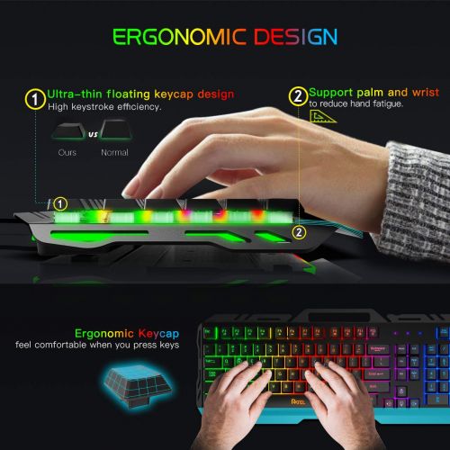  [아마존 핫딜]  [아마존핫딜]Gaming Keyboard, RATEL Colorful Rainbow LED Backlit USB Wired Keyboard with Spill-Resistant Design for Desktop, Computer