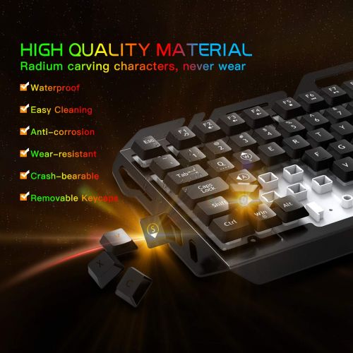  [아마존 핫딜]  [아마존핫딜]Gaming Keyboard, RATEL Colorful Rainbow LED Backlit USB Wired Keyboard with Spill-Resistant Design for Desktop, Computer