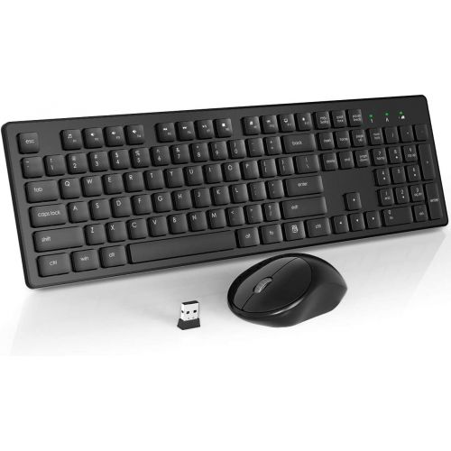  [아마존 핫딜] [아마존핫딜]RATEL Wireless Keyboard Mouse Combo, 2.4GHz Slim Full-Sized Silent Wireless Keyboard and Mouse Combo with USB Nano Receiver for Laptop, PC (Black)