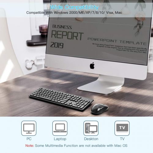  [아마존 핫딜] [아마존핫딜]RATEL Wireless Keyboard Mouse Combo, 2.4GHz Slim Full-Sized Silent Wireless Keyboard and Mouse Combo with USB Nano Receiver for Laptop, PC (Black)