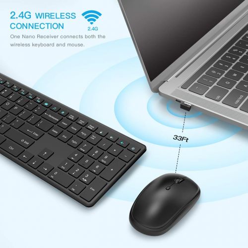  [아마존 핫딜] Wireless Keyboard and Mouse Combo, RATEL 2.4GHz Ultra-Thin Full Sized Wireless Keyboard and Silent Click Wireless Mouse with USB Nano Receiver for Computer, Desktop, PC, Notebook,