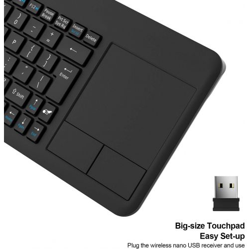  [아마존 핫딜] Wireless Touchpad Keyboard, RATEL Ultra-Slim 2.4G Wireless Keyboard with Easy Media Control and Built-in Large Size Multi-Touch Trackpad for Smart TV HTPC PC Tablet Google Laptop W