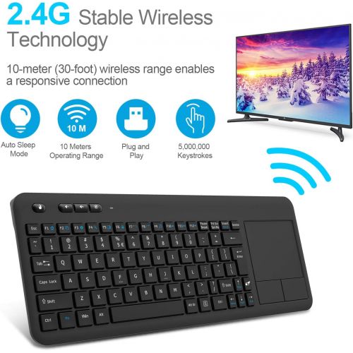  [아마존 핫딜] Wireless Touchpad Keyboard, RATEL Ultra-Slim 2.4G Wireless Keyboard with Easy Media Control and Built-in Large Size Multi-Touch Trackpad for Smart TV HTPC PC Tablet Google Laptop W