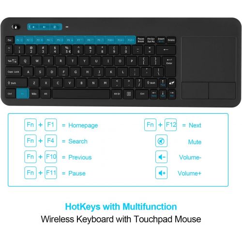  [아마존 핫딜] Wireless Touchpad Keyboard, RATEL Ultra-Slim 2.4G Wireless Keyboard with Easy Media Control and Built-in Large Size Multi-Touch Trackpad for Smart TV HTPC PC Tablet Google Laptop W