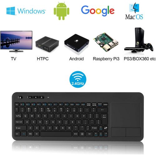  [아마존 핫딜] Wireless Touchpad Keyboard, RATEL Ultra-Slim 2.4G Wireless Keyboard with Easy Media Control and Built-in Large Size Multi-Touch Trackpad for Smart TV HTPC PC Tablet Google Laptop W