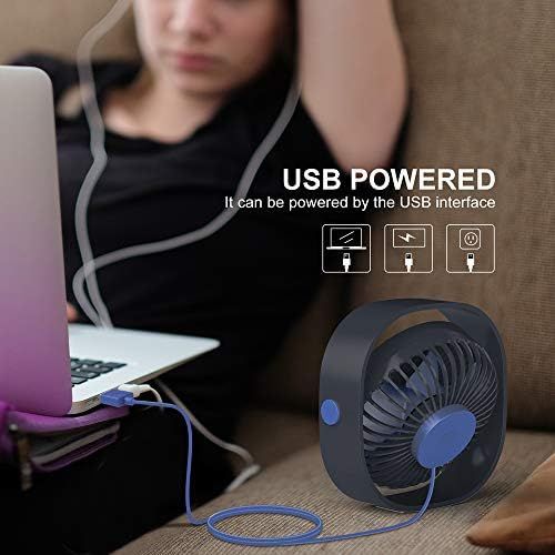  RATEL Mini USB Tischventilator, 12,5 cm Mini-Schreibtisch Ventilator mit 1,2 Meter langem Kabel, tragbar und persoenlich fuer Zuhause und Buero - Ruhig und kraftvoll