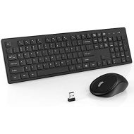 [아마존베스트]RATEL Wireless Keyboard Mouse Combo, 2.4GHz Slim Full-Sized Silent Wireless Keyboard and Mouse Combo with USB Nano Receiver for Laptop, PC (Black)