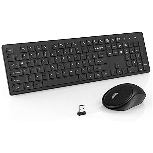  [아마존베스트]RATEL Wireless Keyboard Mouse Combo, 2.4GHz Slim Full-Sized Silent Wireless Keyboard and Mouse Combo with USB Nano Receiver for Laptop, PC (Black)