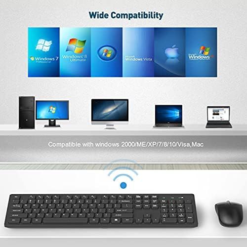  [아마존베스트]RATEL Wireless Keyboard Mouse Combo, 2.4GHz Slim Full-Sized Silent Wireless Keyboard and Mouse Combo with USB Nano Receiver for Laptop, PC (Black)