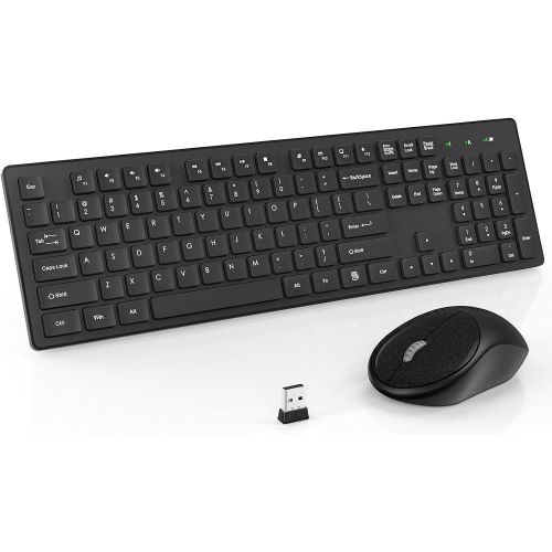  [아마존베스트]RATEL Wireless Keyboard Mouse Combo, 2.4GHz Slim Full-Sized Silent Wireless Keyboard and Mouse Combo with USB Nano Receiver for Laptop, PC (Black)