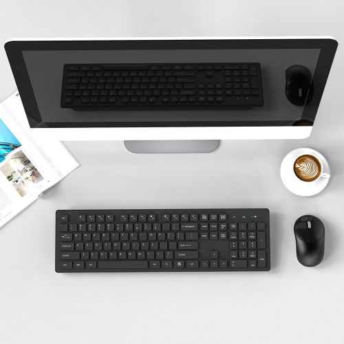  [아마존베스트]RATEL Wireless Keyboard Mouse Combo, 2.4GHz Slim Full-Sized Silent Wireless Keyboard and Mouse Combo with USB Nano Receiver for Laptop, PC (Black)