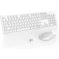 [아마존베스트]RATEL Wireless Keyboard Mouse Combo, 2.4GHz Slim Full-Sized Silent Wireless Keyboard and Mouse Combo with USB Nano Receiver for Laptop, PC (Light Cream White)