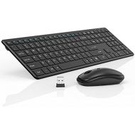 [아마존베스트]Wireless Keyboard and Mouse Combo Silent, RATEL 2.4GHz Ultra-Thin Full Sized Wireless Keyboard Mouse Set with USB Receiver for Computer, Desktop, PC, Notebook, Laptop (Black)