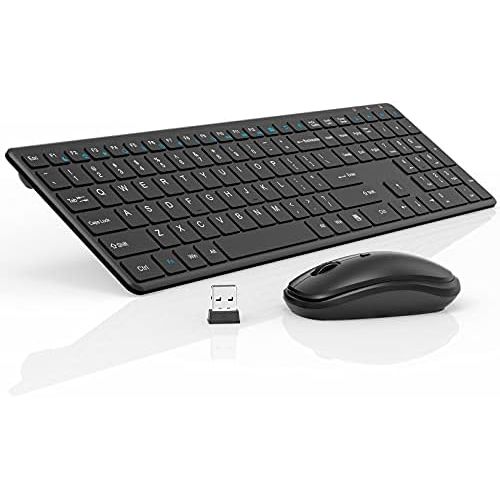  [아마존베스트]Wireless Keyboard and Mouse Combo Silent, RATEL 2.4GHz Ultra-Thin Full Sized Wireless Keyboard Mouse Set with USB Receiver for Computer, Desktop, PC, Notebook, Laptop (Black)