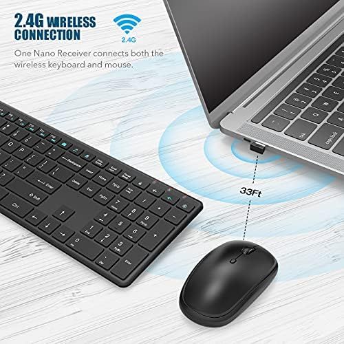  [아마존베스트]Wireless Keyboard and Mouse Combo Silent, RATEL 2.4GHz Ultra-Thin Full Sized Wireless Keyboard Mouse Set with USB Receiver for Computer, Desktop, PC, Notebook, Laptop (Black)