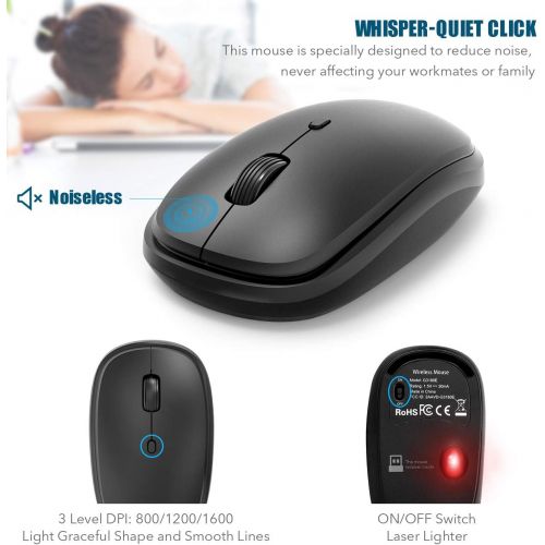  [아마존베스트]Wireless Keyboard and Mouse Combo Silent, RATEL 2.4GHz Ultra-Thin Full Sized Wireless Keyboard Mouse Set with USB Receiver for Computer, Desktop, PC, Notebook, Laptop (Black)