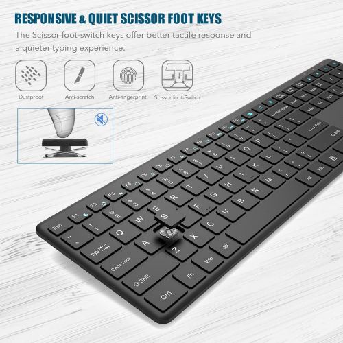  [아마존베스트]Wireless Keyboard and Mouse Combo Silent, RATEL 2.4GHz Ultra-Thin Full Sized Wireless Keyboard Mouse Set with USB Receiver for Computer, Desktop, PC, Notebook, Laptop (Black)