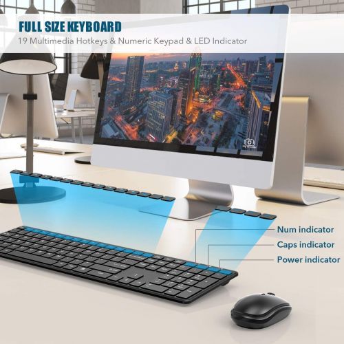  [아마존베스트]Wireless Keyboard and Mouse Combo Silent, RATEL 2.4GHz Ultra-Thin Full Sized Wireless Keyboard Mouse Set with USB Receiver for Computer, Desktop, PC, Notebook, Laptop (Black)