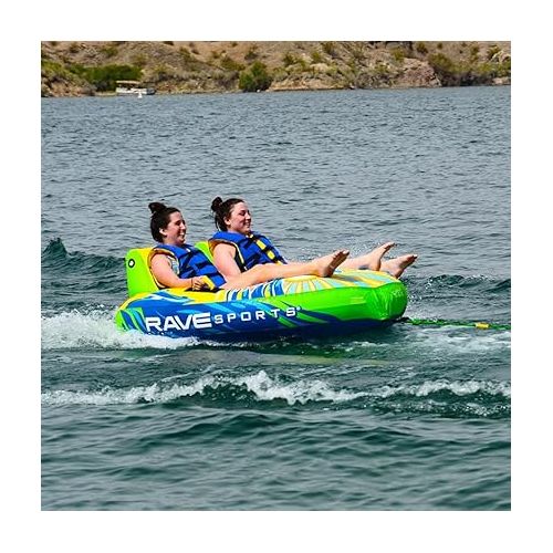  RAVE Sports Escape Boat Towable Tube for 1-2 Riders, Heavy-Duty Durable Construction for Pulling Behind Boat, Unique Seats for Secure Ride