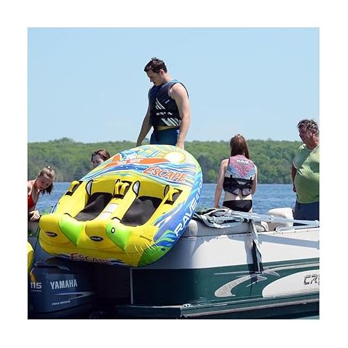  RAVE Sports Escape Boat Towable Tube for 1-2 Riders, Heavy-Duty Durable Construction for Pulling Behind Boat, Unique Seats for Secure Ride