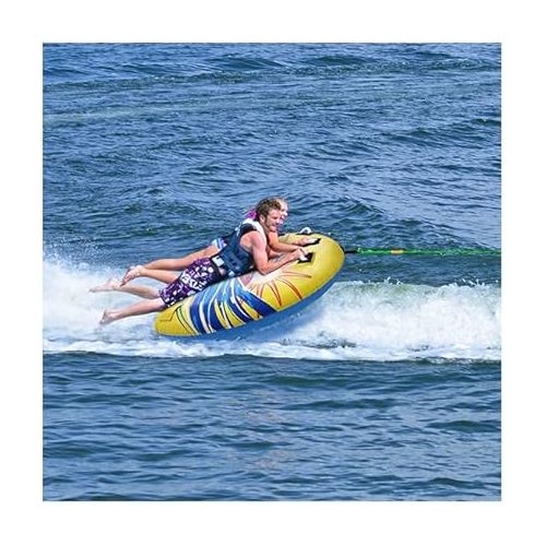  RAVE Sports Getaway Boat Towable Tube for 1-2 Riders, Heavy-Duty Durable Construction for Pulling Behind Boat, Skim-Fast Bottom Coating for Extra Glide