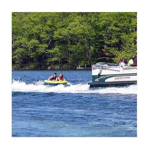  RAVE Sports Getaway Boat Towable Tube for 1-2 Riders, Heavy-Duty Durable Construction for Pulling Behind Boat, Skim-Fast Bottom Coating for Extra Glide