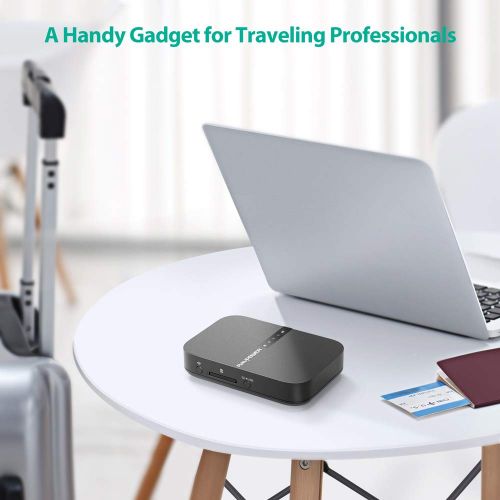  RAVPower FileHub, Wireless Travel Router AC750, Portable SD Card HDD Backup and Data Transmission Unit, 6700mAh External Battery Pack 2019 Version