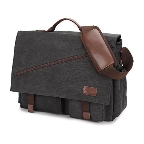  [아마존베스트]Messenger Bag for Men,Water Resistant Canvas Satchel 14 15.6 17 Inch Laptop Briefcases Business Shoulder Bookbag by RAVUO