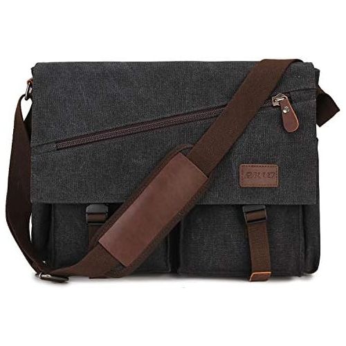  [아마존베스트]Messenger Bag for Men,Water Resistant Canvas Satchel 14 15.6 17 Inch Laptop Briefcases Business Shoulder Bookbag by RAVUO