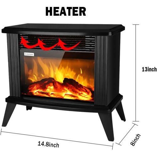  RAYMONDJJ Electric Fireplace Heater Infrared Electric Fireplace Stove Portable Fireplace with 3D Fake Firewood Effect,Overheating Safety System 2 Heat Modes 1500W Single Color/Hot Wire ETL L