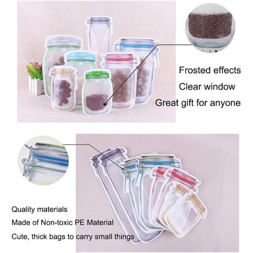  RAYNAG 15 Pack Mason Jar Ziplock Bags Frosted Resealable Pouch Leakproof Airtight Seal Thick Poly Bags, Stand-up Reclosable Saver Bags for Food Seeds Candy Jewelry Tea