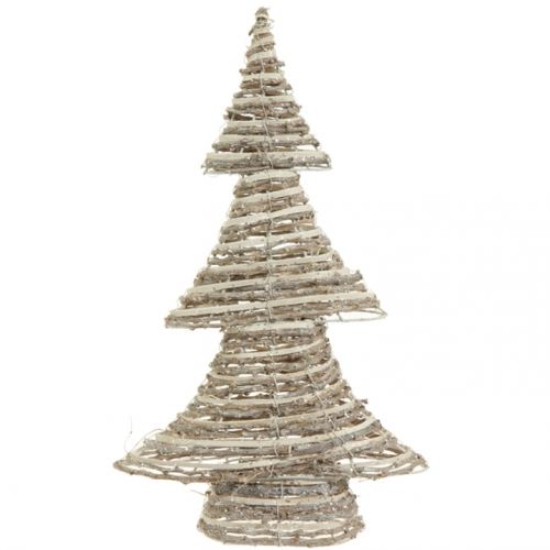  RAZ Imports 18.5 Winter Light Brown and White Glittered Rattan Decorative Christmas Tree - Unlit