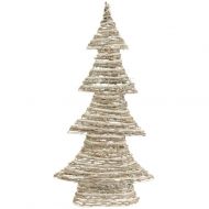 Raz 24 Winter Light Brown and White Glittered Rattan Decorative Christmas Tree - Unlit