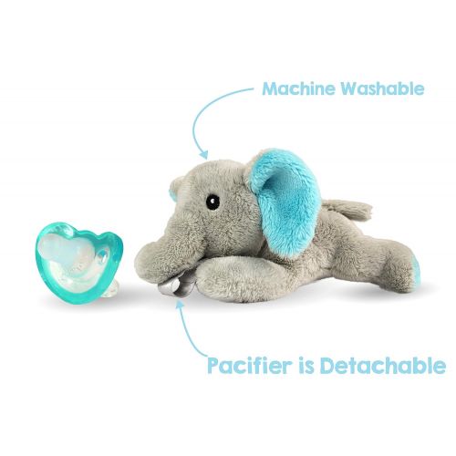  RaZbaby RaZbuddy JollyPop Pacifier Holder w/Removable Baby Pacifier - 0m+ - BPA Free - Elephant