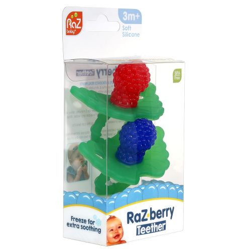  RaZbaby RaZberry Silicone Baby Teether Toy (2-Pack) - Berrybumps Soothe Babies Sore Gums - Infant Teething Toy - Hands Free Design - BPA Free - Easy-to-Hold Design - Teething Relie