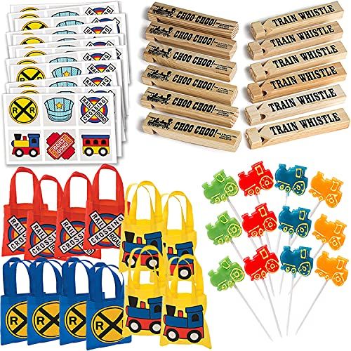  RBBZ party Train Party Favors Party Pack Bundle Includes Favor Bags and Fun Favors for 12